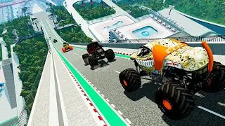 Epic Monster Truck Jumps & Crashes at High Speed | BeamNG Drive #018