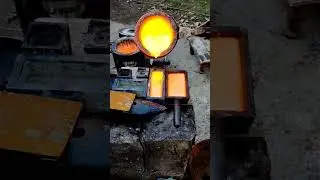 ASMR Kupfer Barren Gie&szlig;en #schmelzofen #cu #kupfer #kabel #cable #devilforce #hot #viralshorts