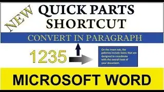 QUICK PART OPTION | NEW SHORTCUT | IN MS WORD | TUTORIAL IN HINDI