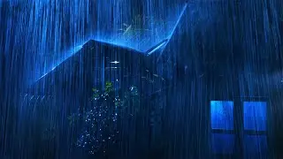 Sleep Instantly in Old Cabin with Heavy Rain & Powerful Thunderstorm on Tin Roof in Forest at Night