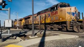 UP 8349 leading BALLAST train in Florin CA