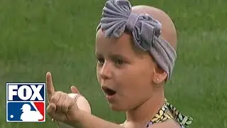 Mike Aviles' daughter throws out first pitch while recovering from Leukemia