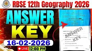 RBSE Board Geography 12th Class Answer Key 2026| Rajasthan Board 12th geography Paper Solutions 2026