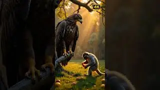 Eagle vs Monkey: A Silent Standoff in the Orchard! Witness Nature's Drama! #Wildlife