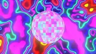 Glowing Mirror Ball on Colorful Line Art Background | 8 Hours 4K 60FPS VJ Loop