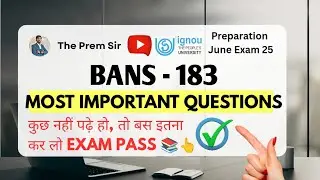 BANS 183 | पर्यटन मानव विज्ञान | Bans 183 most important questions | Ignou June/Dec Exam 2025