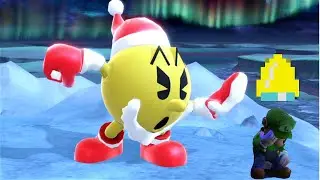 pacman gifts luigi a present (bell F-Smash) for Christmas