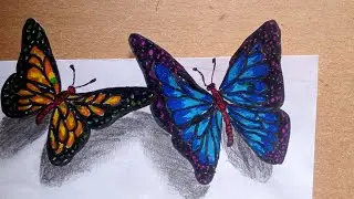 butterfly realistic drawing 3D #butterfly #realdrawing #3ddrawing
