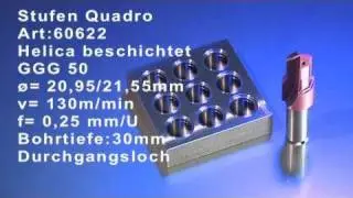 VHM Hochleistungsbohrer Stufen Quadro Art. 60622 - GGG 50 bohren Anwendung / Schnittdaten