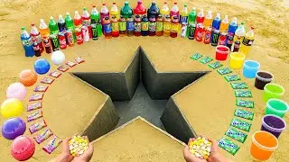 Big Toothpaste Eruption from Star hole, Rainbow Orbeez, Giant Coca Cola, Fanta vs Mentos Underground