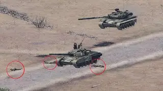 Drone footage shows ambush on Russian tanks | Entire Russian column was destroyed | ARMA 3: Milsim