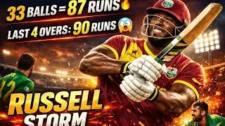 “Andre Russell Storm! 33 Ball 87 & Last 4 Overs = 90 Runs 💥 Caribbean Power l
