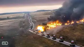 Ukrainian Troops Destroy a Large Russian Convoy That Was Going to Storm the Village of Gryshyn