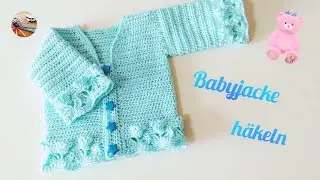 Babyjacke häkeln 😍 mit wunderschöner Blumen-Borde🌷