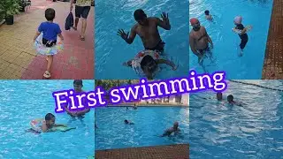 Baby first swimming 🥽 #faujilifestyle #faujifamily #swimmingpool #familyblog   @adventurestrack521 