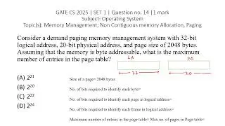 GATE 2025 CS Set 1 Q14 Solution | Operating Systems (Demand Paging)