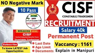 CISF Constable Tradesman 2025 || in Manipuri || NO NEGATIVE MARK || Male & Female 40k Salary