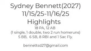 Tournament Highlights 11/15/25-11/16/25 (USSSA Adventure Northeast 18u Championship)