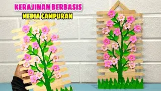 Kerajinan Berbasis Media Campuran || Membuat Hiasan Dinding Dari Stik Es Dan Kertas Origami