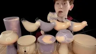 ASMR Drinking Smoothies From Various Glass [Mukbang / Drinking Sounds]