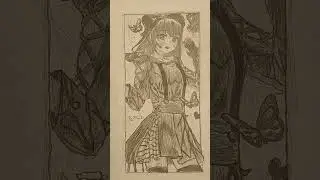 Drawing An Anime girl with Butterfly #Anime #drawingchallenge