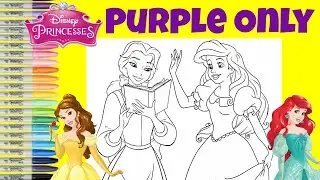 Disney Princess Dress Makeover Only Purple Markers Coloring Book Page Ariel and Belle
