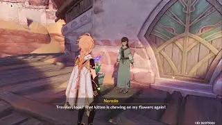 [Commission Quest] Desert Bloom (Feeding the Lazy Cat in a New Location)