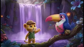 The jungle waterfall has suddenly turned purple! | 3D animation
