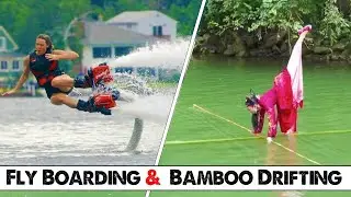 Amazing Flyboarding|Thrilling Bamboo Drifting Adventure | Unique Water Sport in China|#viral#china