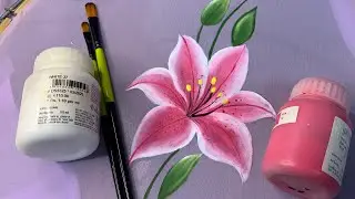 Lily flower painting || East method to paint lily flower on fabric