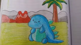 Simple  drawing tutorial  part  19  Chubby  dinosaur