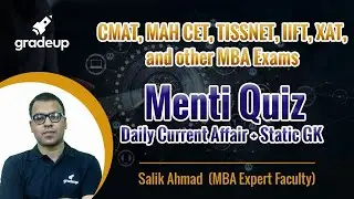 Menti Quiz | Daily Current Affairs & Static GK - IIFT, TISSNET, CMAT 2021 | Salik Sir | Gradeup
