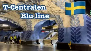 Metro Stockholm# beautiful tunnel Connecting red and green line to Blu line, T- Centralen Station