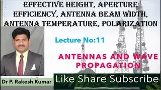 Effective Height, Aperture Efficiency, Antenna Beam width, Antenna Temperature, Polarization
