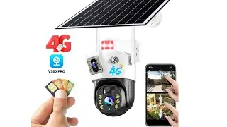 IP WiFi камера V36 4G 8 0Мп с удаленным доступом уличная с солнечной панелью v380Pro