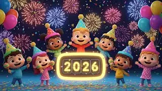 Happy New Year 2026 Song for Kids🎉Countdown & Fireworks | Nursery Rhymes Sing Along | HappyTinyTunes