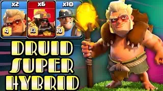 Th16 Super Hybrid Attack Strategy With Druid!! 6 Super Hog + 10 Miner + 2 Druid - Clash of Clans