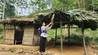 An 18-year-old single mother built kitchen with her own hands next to her bamboo house in the forest