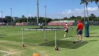 Miami Hurricanes WR drills spring practice March 7, 2022