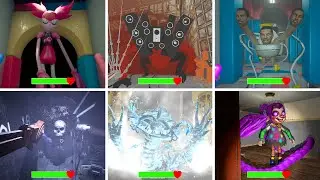 Poppy Playtime: Chapters 1-4 - All CHASE & JUMPSCARES in BRIGHT Mode with Healthbars #poppy | Pat 3