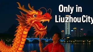 Liuzhou Guangxi China! 4K Night view of Liuzhou City and Dragon dance in China