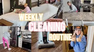 WEEKLY CLEANING ROUTINE | clean with me | mom of 3 routine