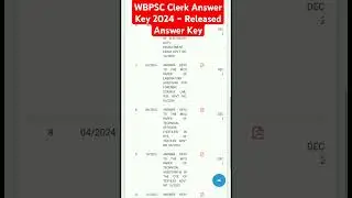 WBPSC Clerk Answer Key 2024 &ndash; Released Answer Key #wbpsc #clerk #answerkey