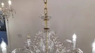 Bohemian Prague Crystal Chandelier in Brass Finish 8 Arm W:80cm