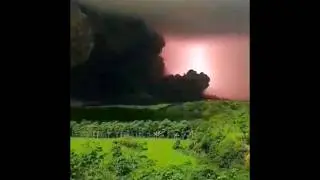 Semeru Volcano Lightning & Pyroclastics Ash Eruption Flow, Indonesia, Indo-Pacific Ring of Fire