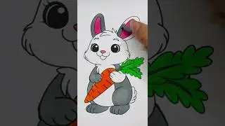 cute rabbit and carrot coloring drawing #shorts #short #coloring #drawing #rabbit #carrot #cute