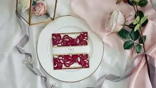 Fall burgundy laser cut wedding invitations with gold glittery belly band EWWS180