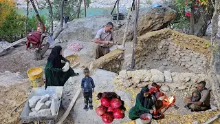 Zagros Nomad Life: Along the Khersan River | Building Stone Shelters and Traditional Cooking