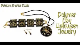 Polymer Clay Halloween Jewelry - Spiders 3pc Set