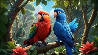 Five Singing Parrots Say Hello | Colorful Bird Counting Song for Kids | Rhymes and Learning Fun